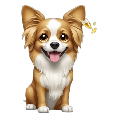 papilion dog with champain sticker