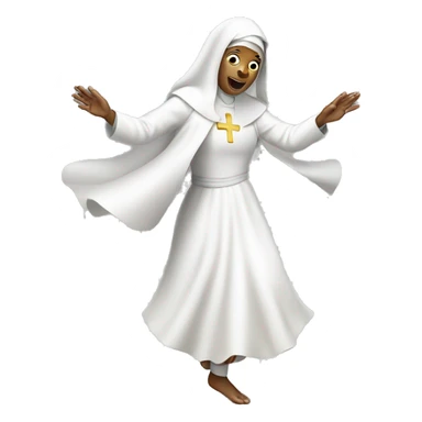 white Nun dancing  sticker