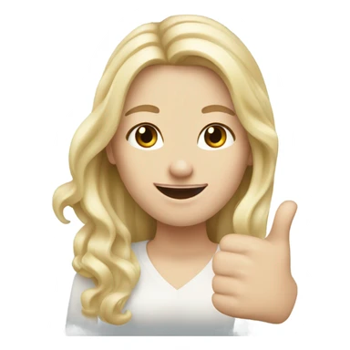 Woman, white skin, pale skin, long hair, blonde hair, wavy hair, thumbs up sticker