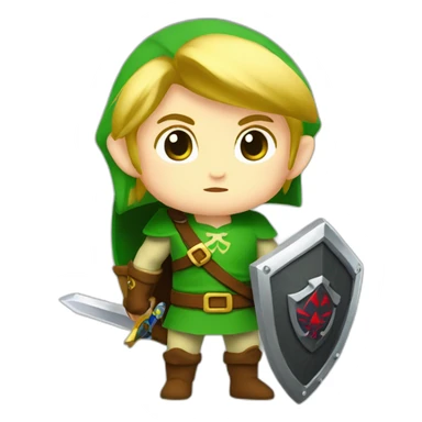 Zelda baby link standing with sword and shield sticker