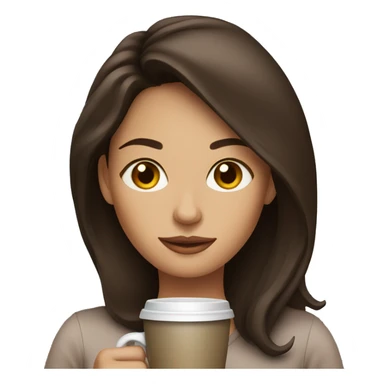 brunette woman drinking coffee sticker