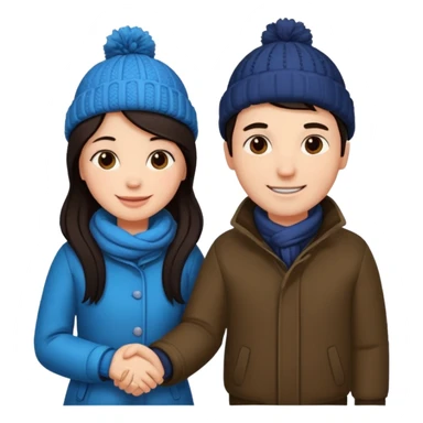date night christmas couples, dark hair, holding hands, looking at each other, wearing a winter outfits sticker