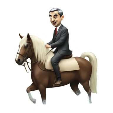 Mr bean on a horse in a pool  sticker