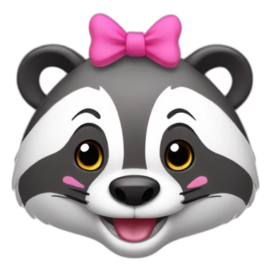 happy badger with pink bow on forehead sticker