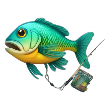 Fish with fishing gear sticker