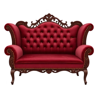 A big antique dark Red-velveted Loveseats-couch sticker