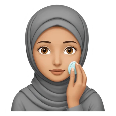 wanita berhijab abu-abu lagi skincare di muka sticker