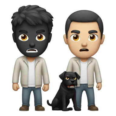 Angry guy with black dog sticker