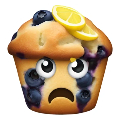 Blueberry muffin with lemon sticker