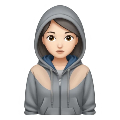 Sasha Gray in big gray hoodie full height sticker