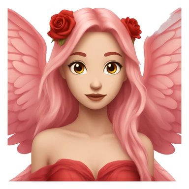 big wings, rose, Beautiful, fairy, red, long hair sticker