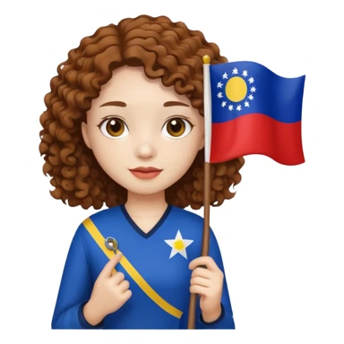 white curly brown hair girl pinoy flag sticker