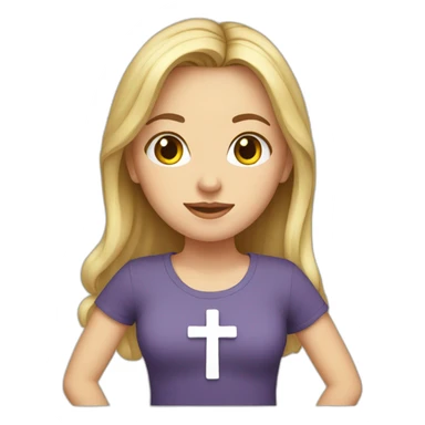 White girl with a cross t-shirt sticker