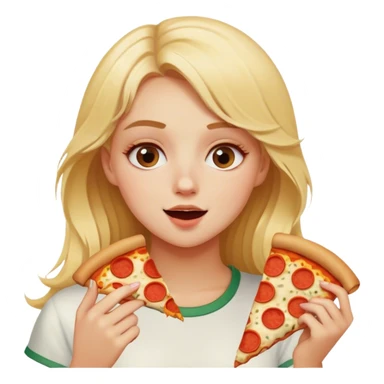 Blonde girl eating pizza sticker