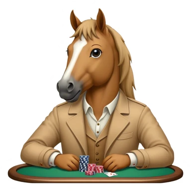 horse playing poker sticker