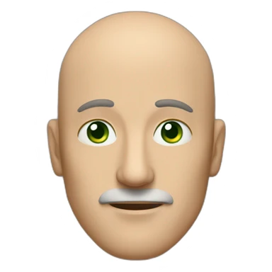 middle-aged man, no moustace, long nose, green eyes, balding, brown hair sticker