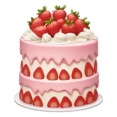 Pink strawberries and cream birthday cake  sticker
