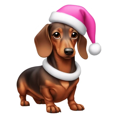 Dachshund wearing a pink Santa hat sticker