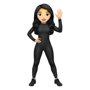 Make a lightskin Hispanic girl with long black hair. Wearing an all black tight jumpsuit  sticker