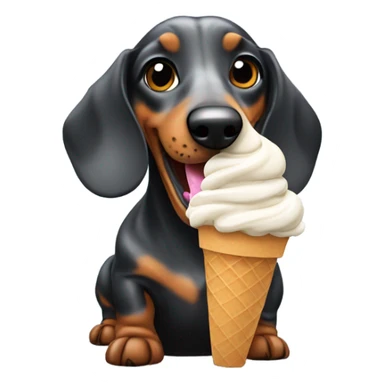 black and gray spotted dachshund with an ice cream cone  sticker