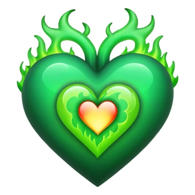 heart with green fire sticker