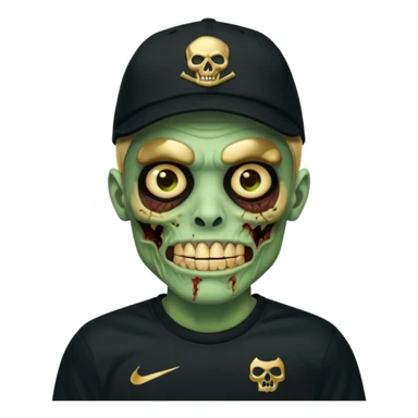 Faça um zombie com uma blusa da Nike preta com um boné preto da Nike tbm, que o zombie tenha dentes de ouro maciso sticker