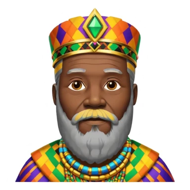 Create me an emoji of a beautiful Old African King with a beard wearing a neon Colorful gradient African Kente patterns sticker