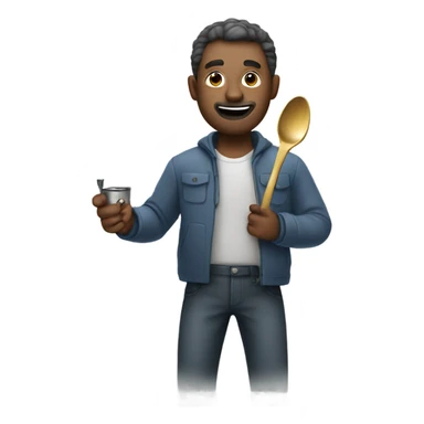 man with a spoon and a lighter  sticker