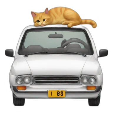 Un chat sur une voiture sticker