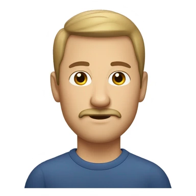 caucasian man with short hair, short beard & misstache and rounded head sticker