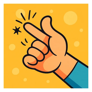 hand flicking, playful cartoon style sticker