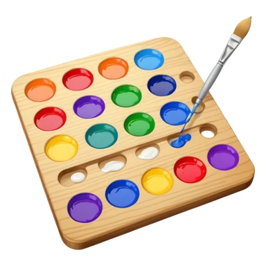 palette with colorful paints and a brush sticker