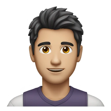 a young-faced man with dark hair with streaks of grey sticker