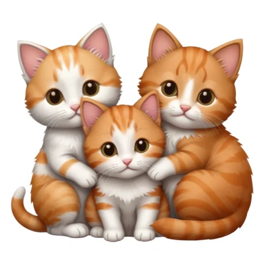 3 tiny kittens cuddling together all different colours, the first one is grey and white, the second is ginger and white and the third is brown tabby and white sticker