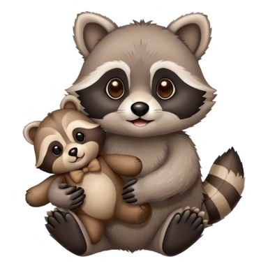a loveable raccoon holding a teddy bear sticker