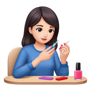 A girl doing her nails sticker