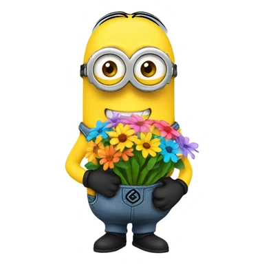 Minion giving flowers  sticker