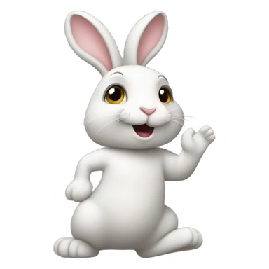 bunny waving goodbye sticker