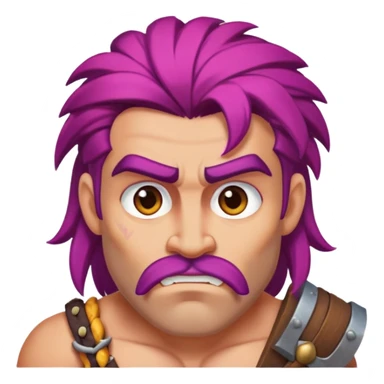 a barbarian with big eyebrows and colourful hair sticker