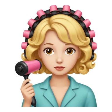 girl with hair curler on head sticker