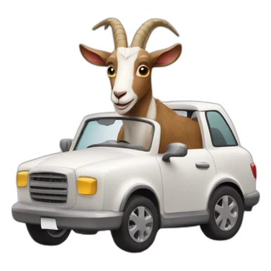 Goat in crown drives a car sticker