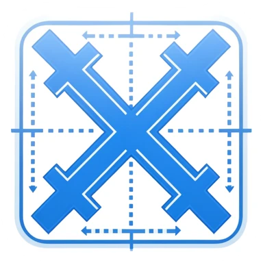 blue blueprint with white lines, an X mark and a dotted path sticker