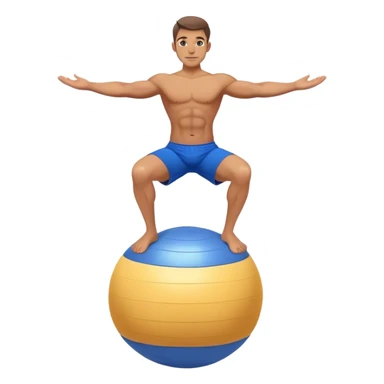 fit man with blue shorts stability ball balance sticker