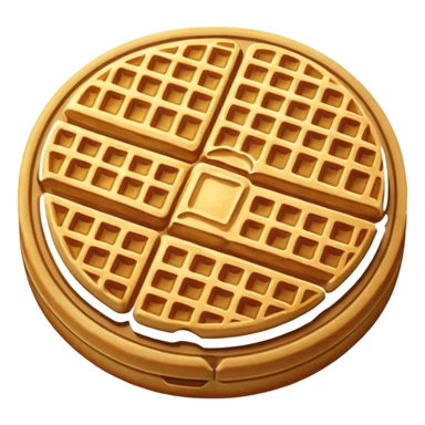 round waffle with grid texture, golden brown sticker