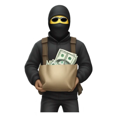 Robber with bag of money sticker