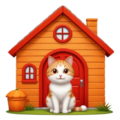 happy cat in front of their new house sticker