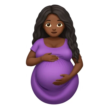 Dark black skin, african black Woman with huge pregnant belly, long hair sticker
