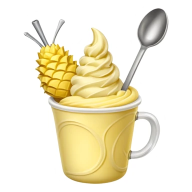 Dole whip in a cup with a spoon sticker