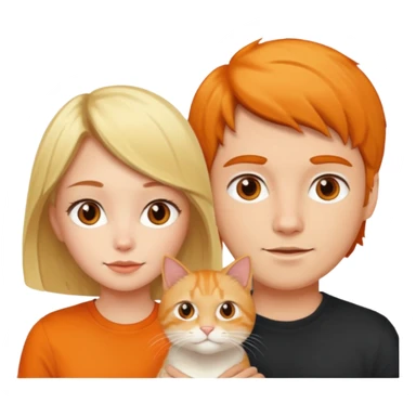 blond-hair-girl-and-brunette-hair-man-and-orange-cat sticker
