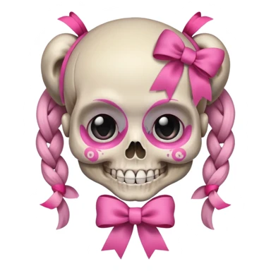 skull emoji with pink ribbon pookie sticker